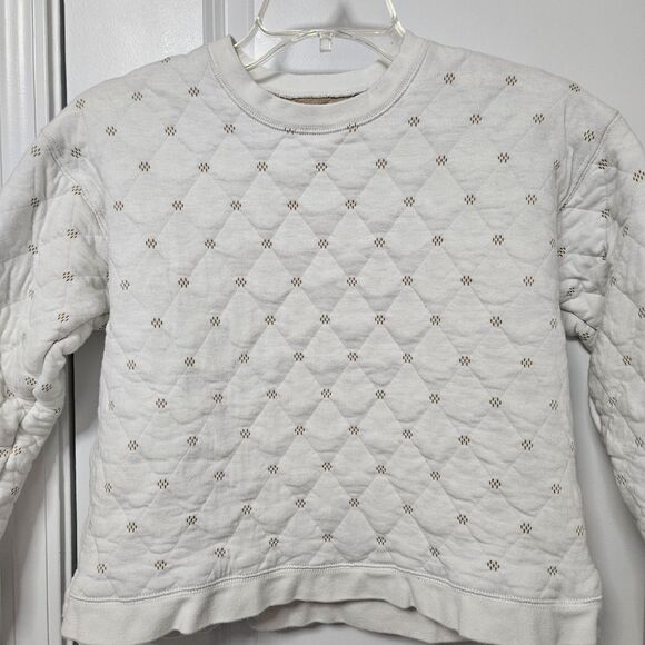 Madewell Quilted Swing Sweatshirt Women's XXS Ivory Crewneck Pullover VGUC - Picture 4 of 8